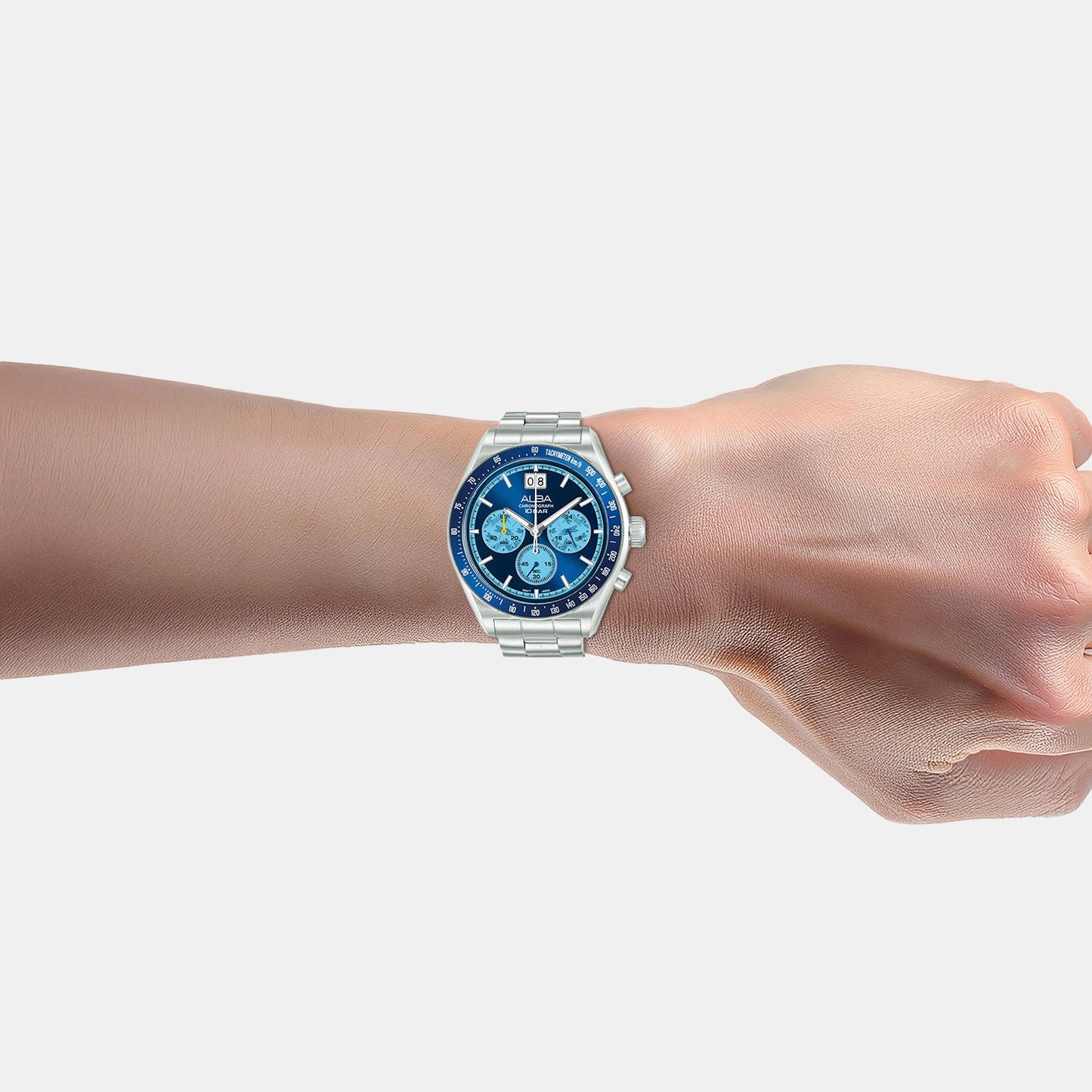 Men Quartz Blue Dial Chronograph Stainless Steel Watch AU5023X2