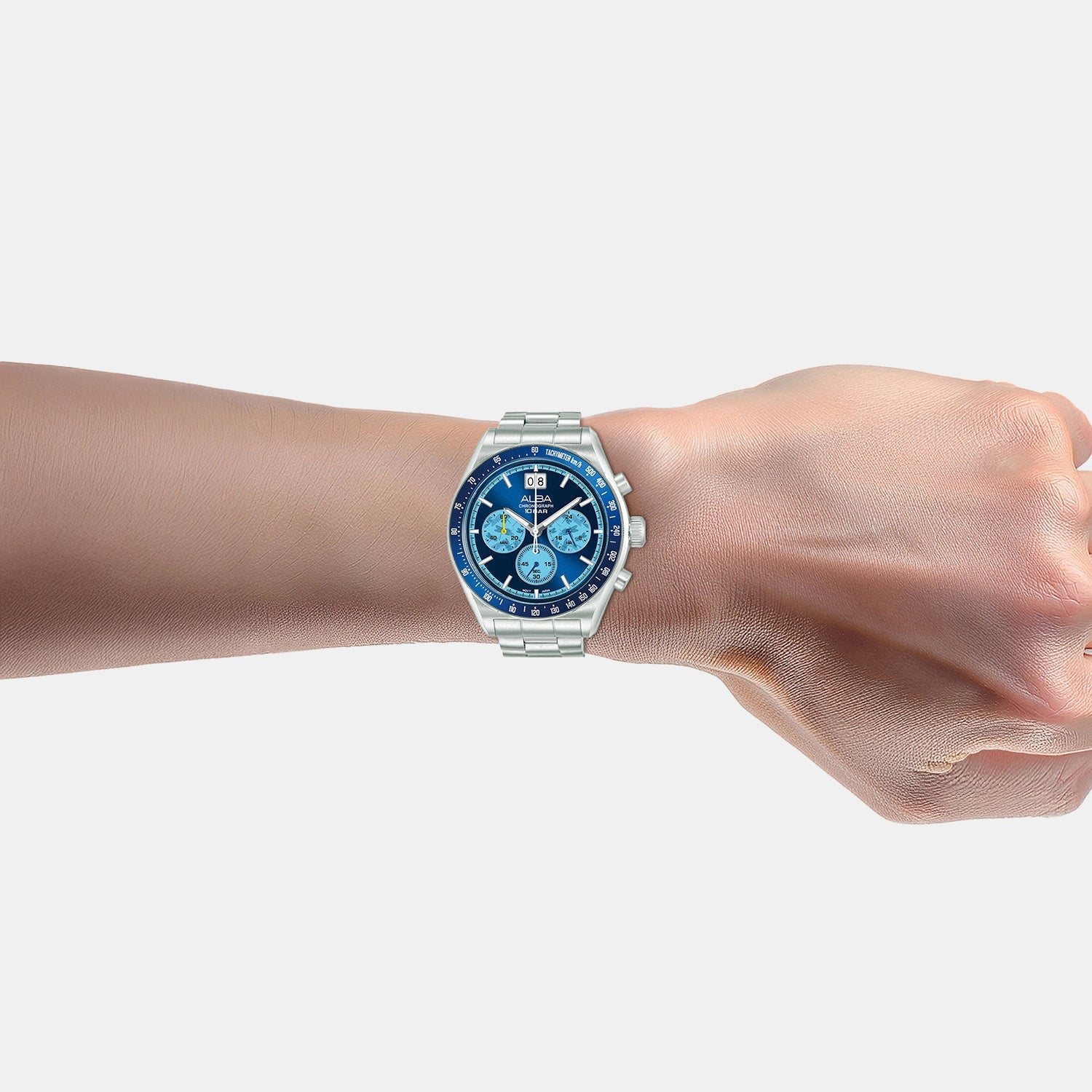 Men Quartz Blue Dial Chronograph Stainless Steel Watch AU5023X2