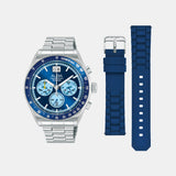 Men Quartz Blue Dial Chronograph Stainless Steel Watch AU5023X2