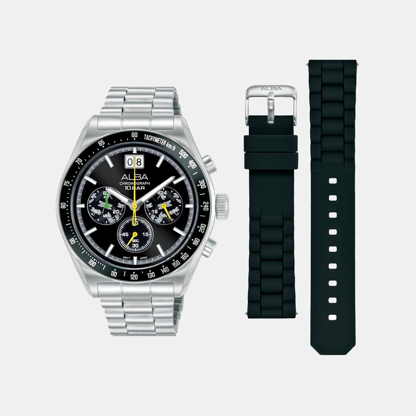 Men Quartz Black Dial Chronograph Stainless Steel Watch AU5025X2