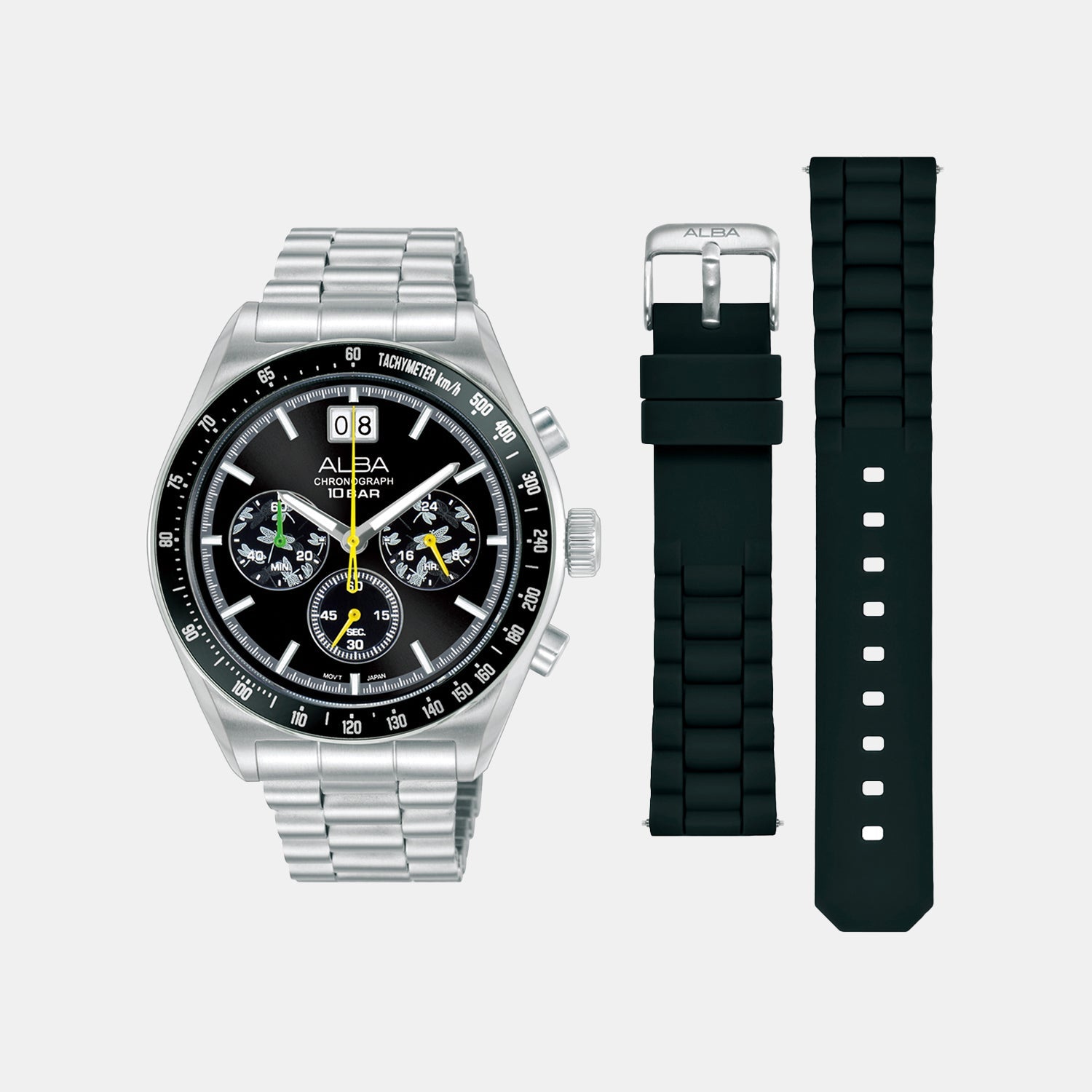 Men Quartz Black Dial Chronograph Stainless Steel Watch AU5025X2