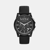 Outerbanks Men Quartz Black Dial Chronograph Silicone Watch AX1326