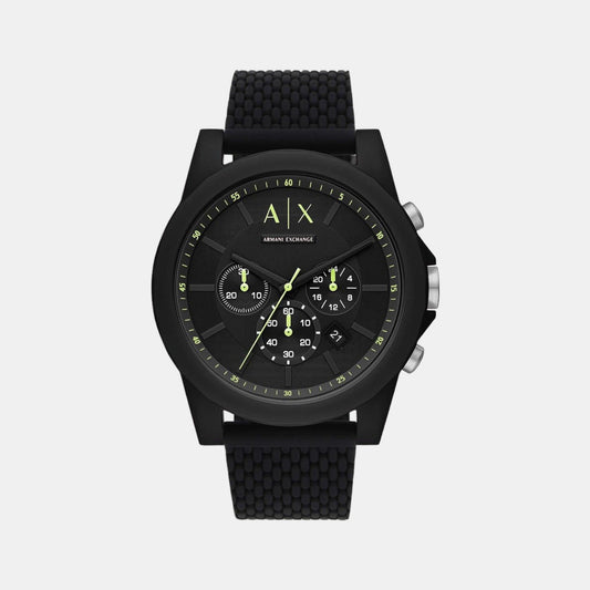 Outerbanks Men Quartz Black Dial Chronograph Silicone Watch AX1344