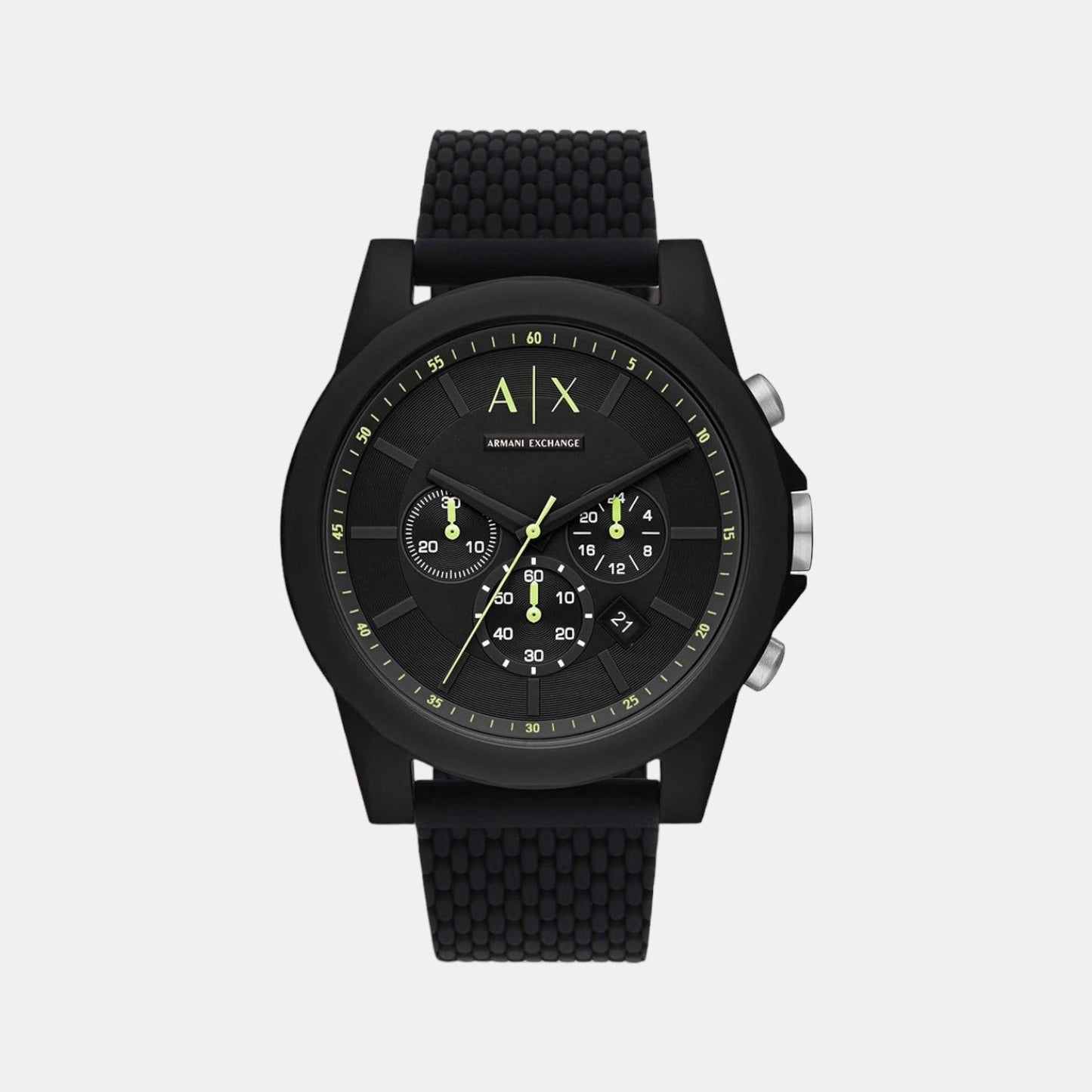 Outerbanks Men Quartz Black Dial Chronograph Silicone Watch AX1344
