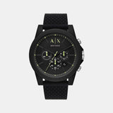 Outerbanks Men Quartz Black Dial Chronograph Silicone Watch AX1344