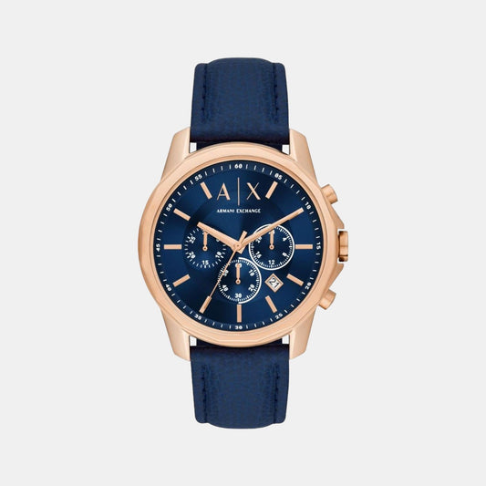 Banks Men Quartz Blue Dial Chronograph Leather Watch AX1723