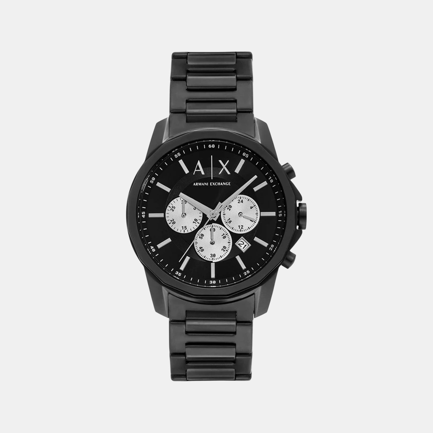 Na Men Quartz Black Dial Chronograph Stainless Steel Watch AX1765