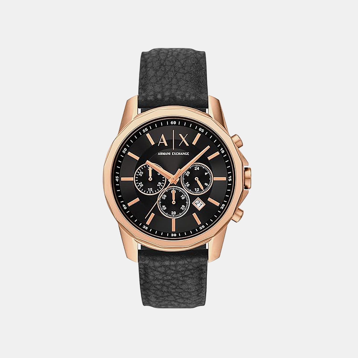 Men Quartz Black Dial Chronograph Rubber Watch AX1769