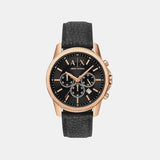Men Quartz Black Dial Chronograph Rubber Watch AX1769