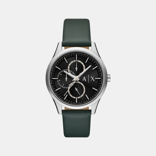 Na Men Quartz Black Dial Chronograph Leather Watch AX1883