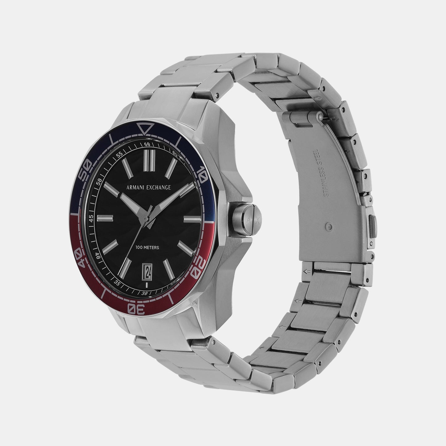 Spencer Men Quartz Black Dial Analog Stainless Steel Watch AX1955