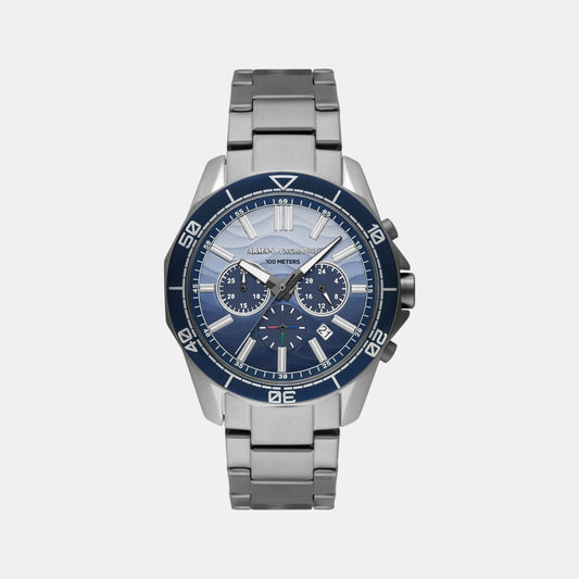 Men Quartz Blue Dial Chronograph Stainless Steel Watch AX1967
