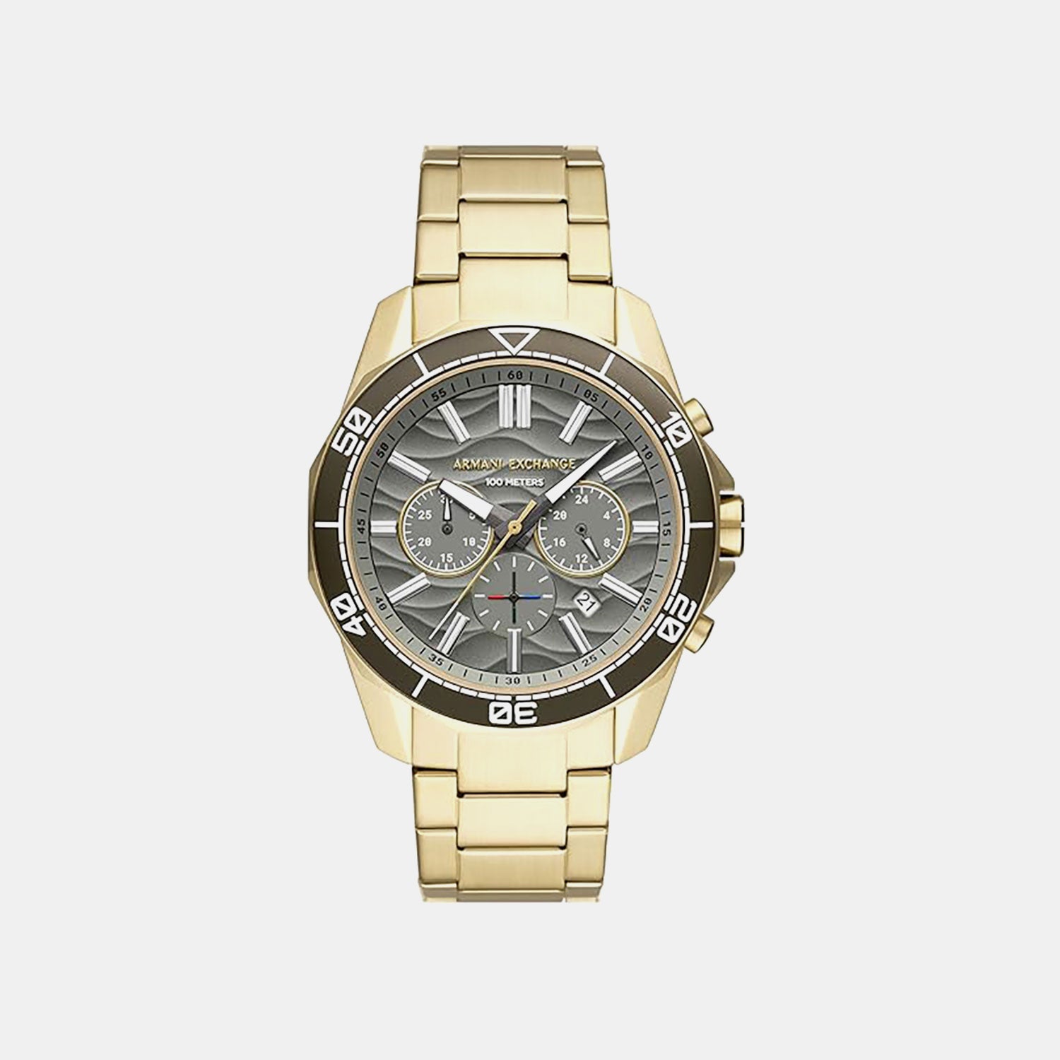 Men Quartz Grey Dial Chronograph Stainless Steel Watch AX1970