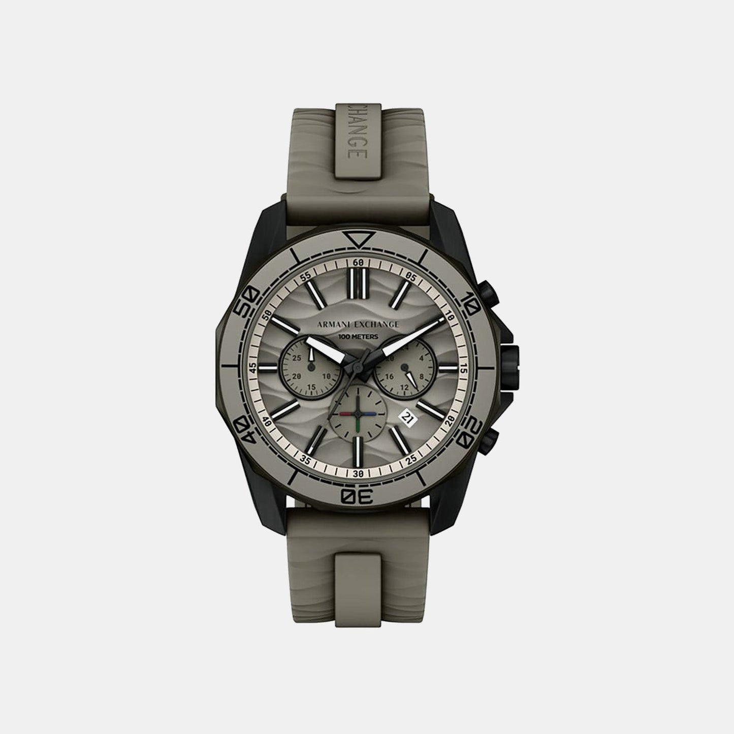Men Quartz Grey Dial Chronograph Silicone Watch AX1971