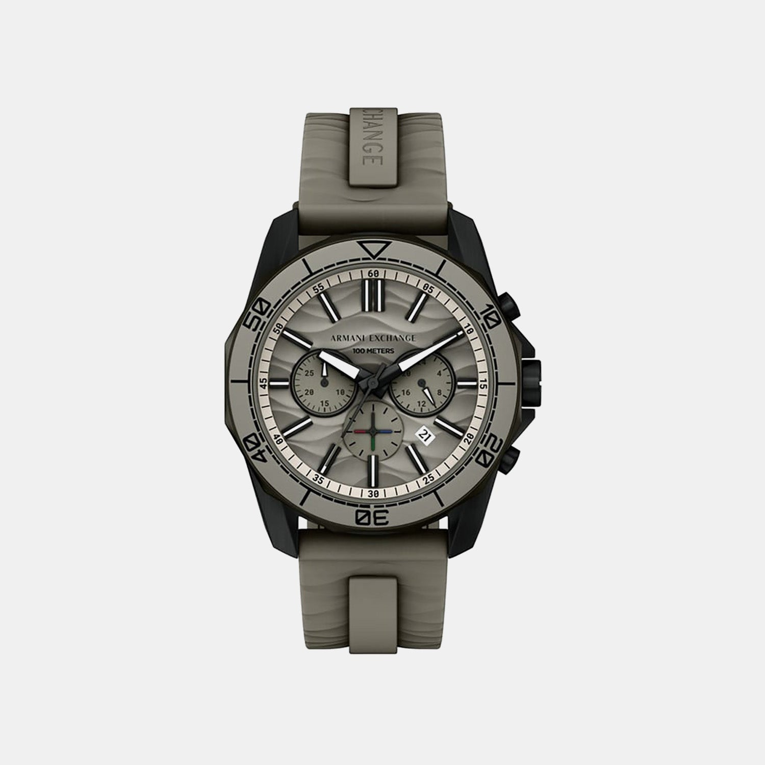 Men Quartz Grey Dial Chronograph Silicone Watch AX1971
