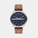 Hampton Men Quartz Blue Dial Analog Leather Watch AX2133