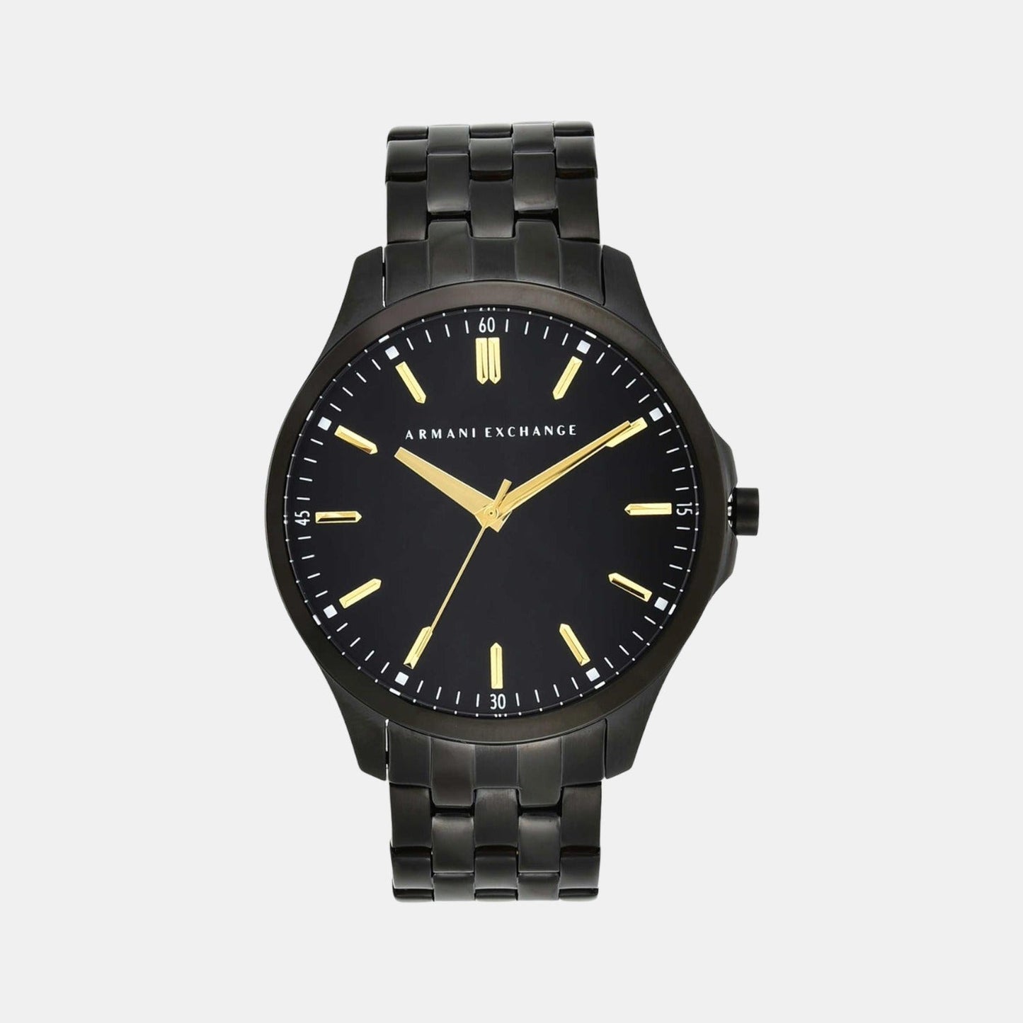 Hampton Men Quartz Black Dial Analog Stainless Steel Watch AX2144