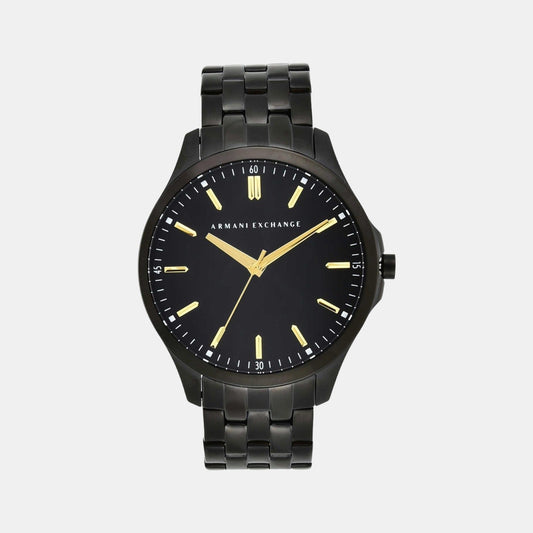 Hampton Men Quartz Black Dial Analog Stainless Steel Watch AX2144