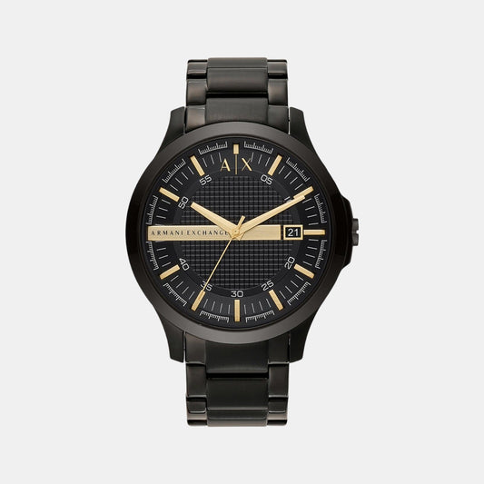 Hampton Men Quartz Black Dial Analog Stainless Steel Watch AX2413