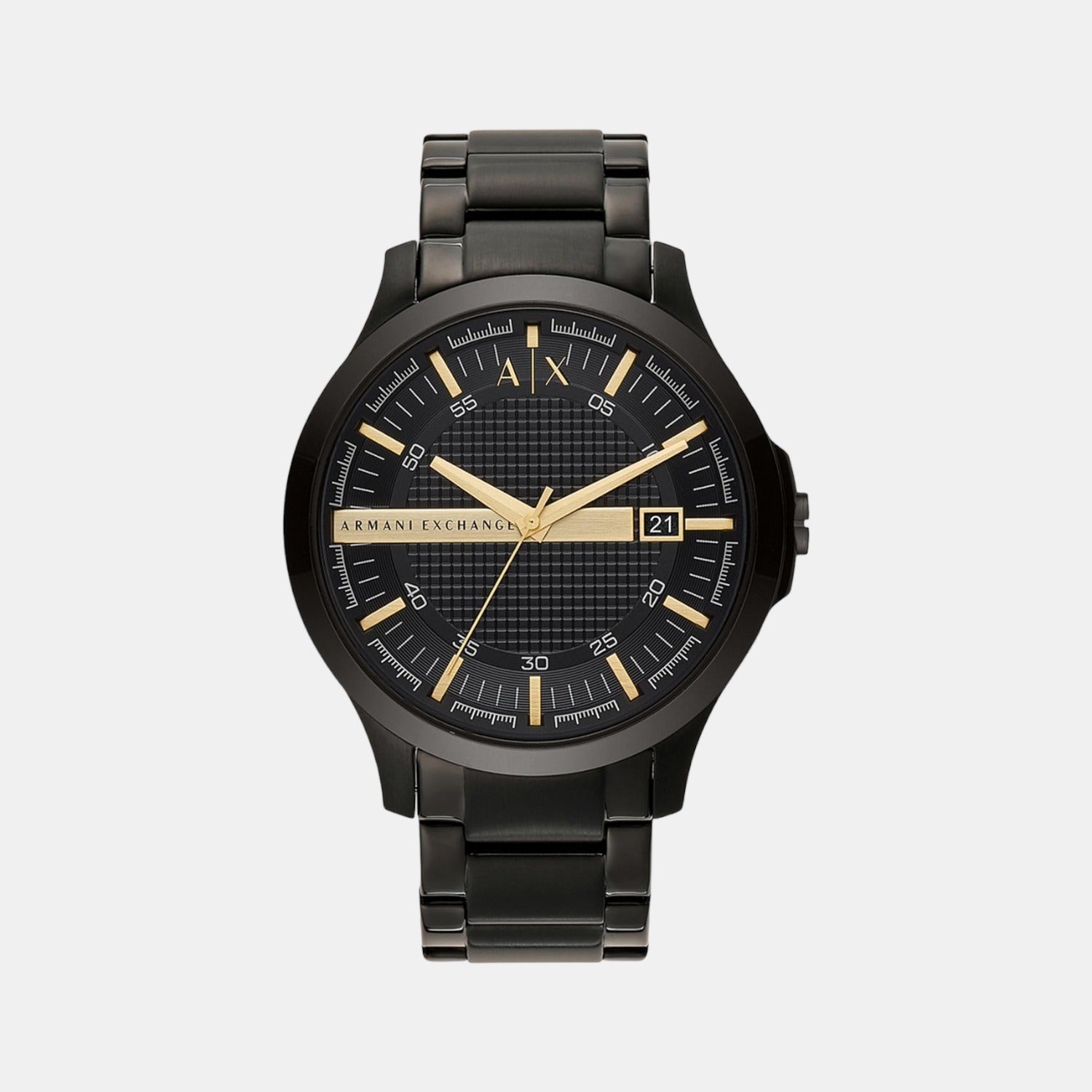 Hampton Men Quartz Black Dial Analog Stainless Steel Watch AX2413
