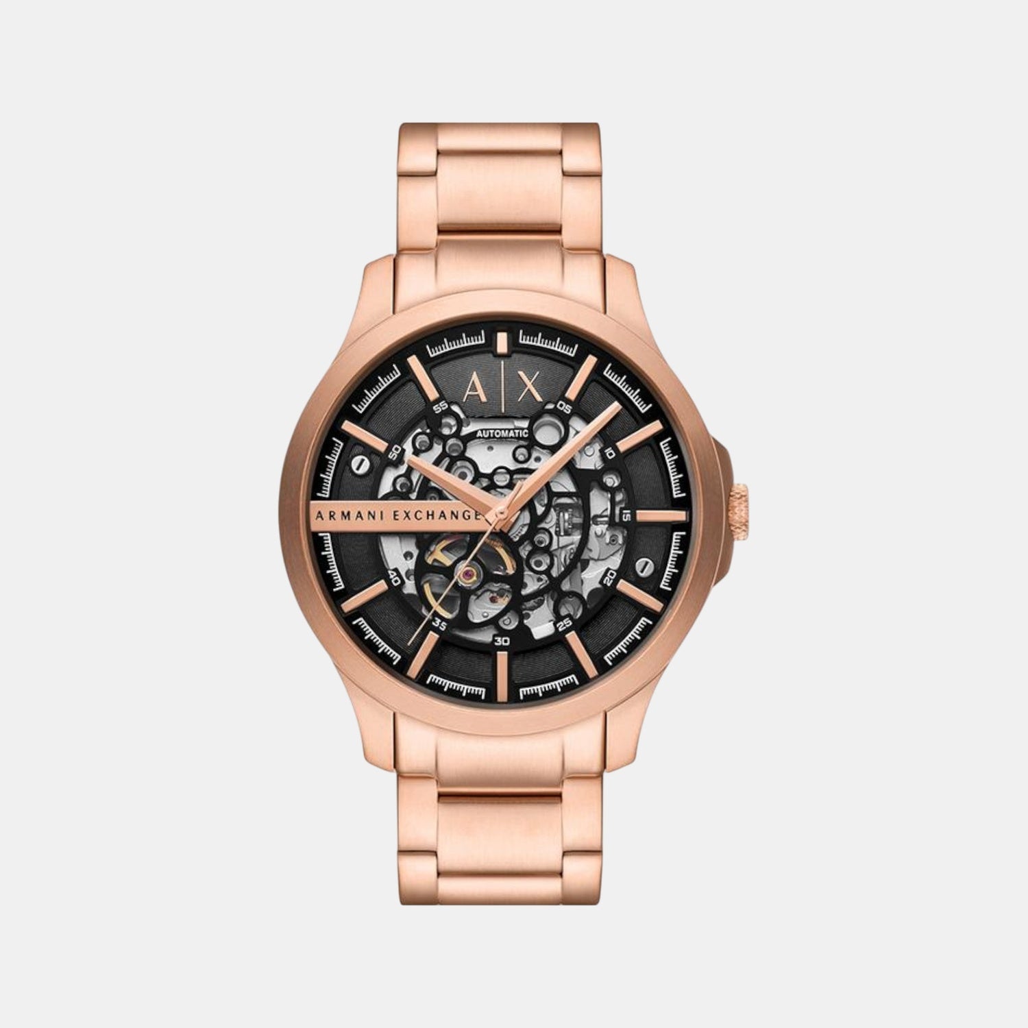 Na Men Automatic Black Dial Analog Stainless Steel Watch AX2456