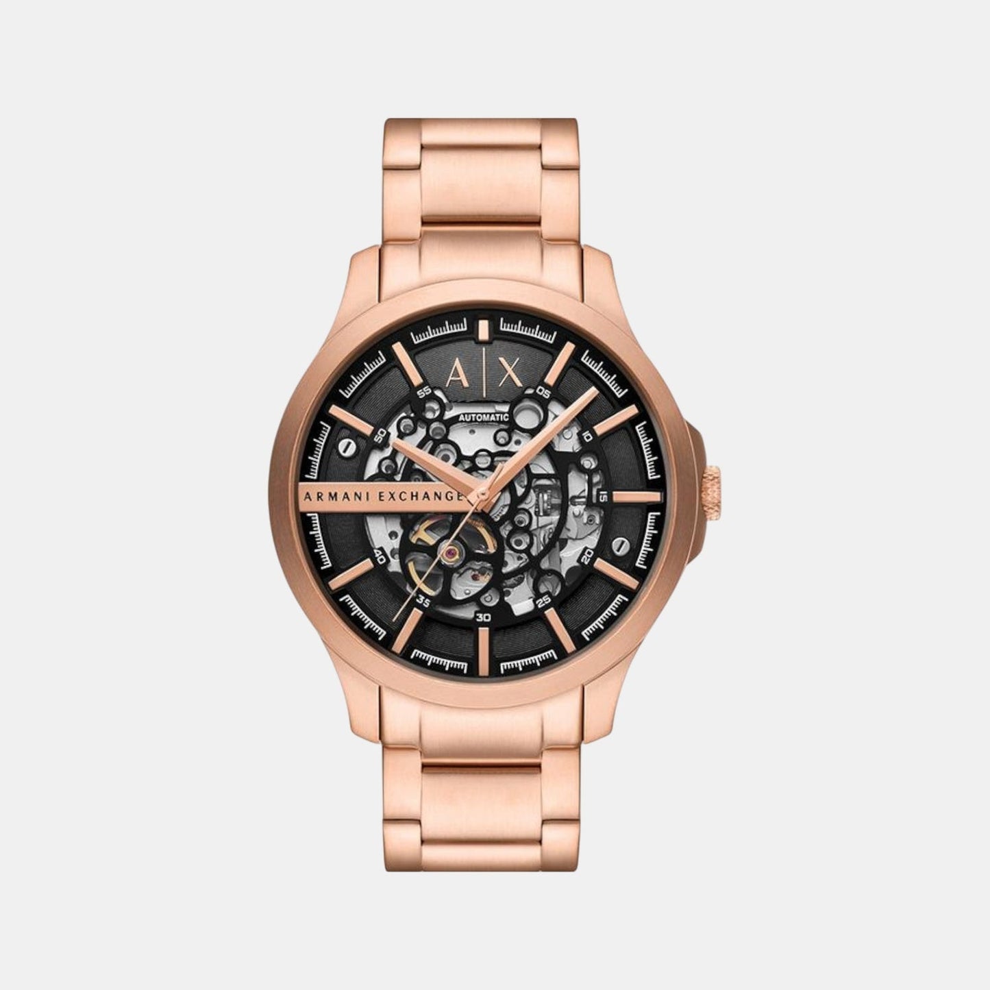 Na Men Automatic Black Dial Analog Stainless Steel Watch AX2456