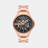 Na Men Automatic Black Dial Analog Stainless Steel Watch AX2456