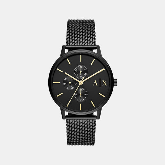 Cayde Men Quartz Black Dial Chronograph Mesh Watch AX2716