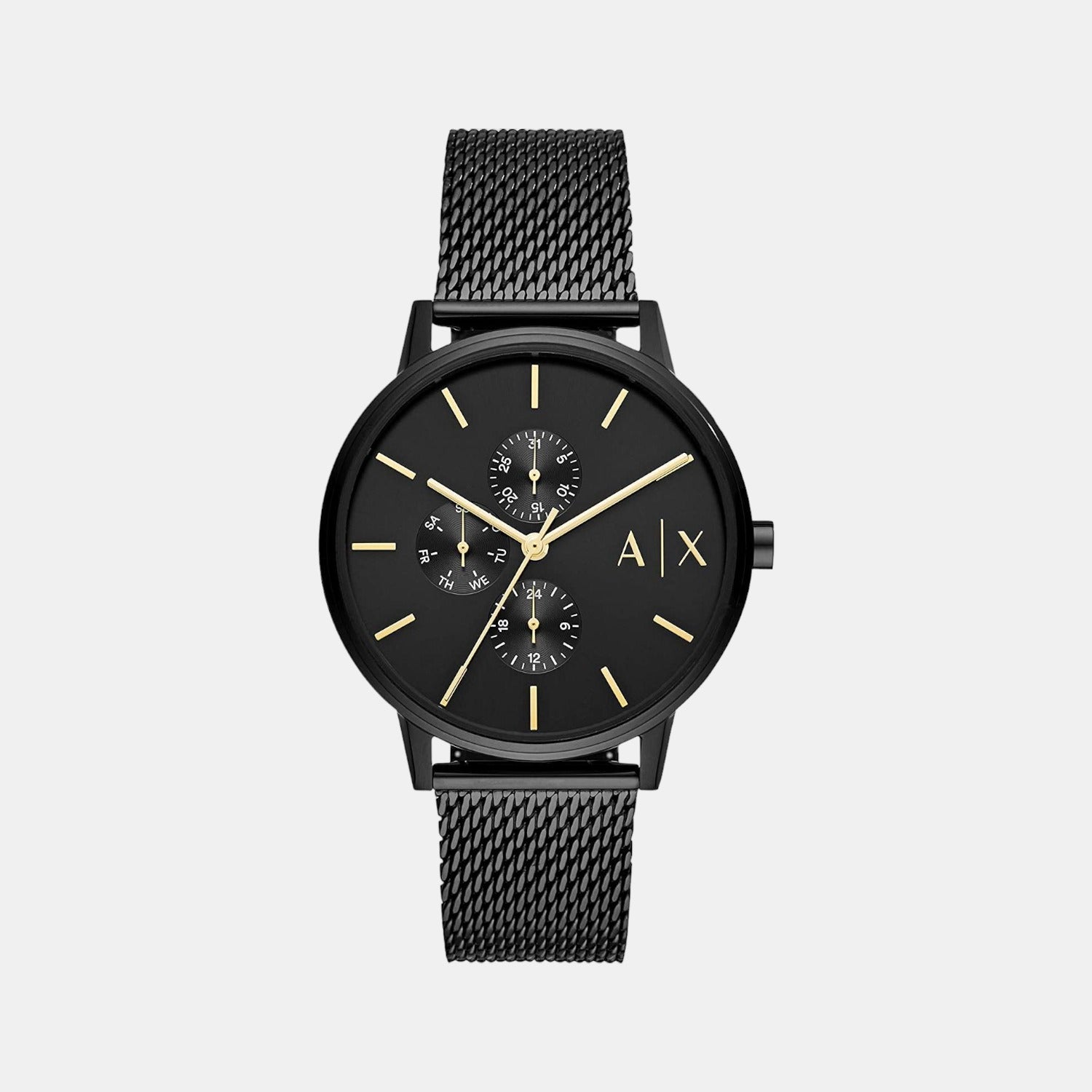 Cayde Men Quartz Black Dial Chronograph Mesh Watch AX2716