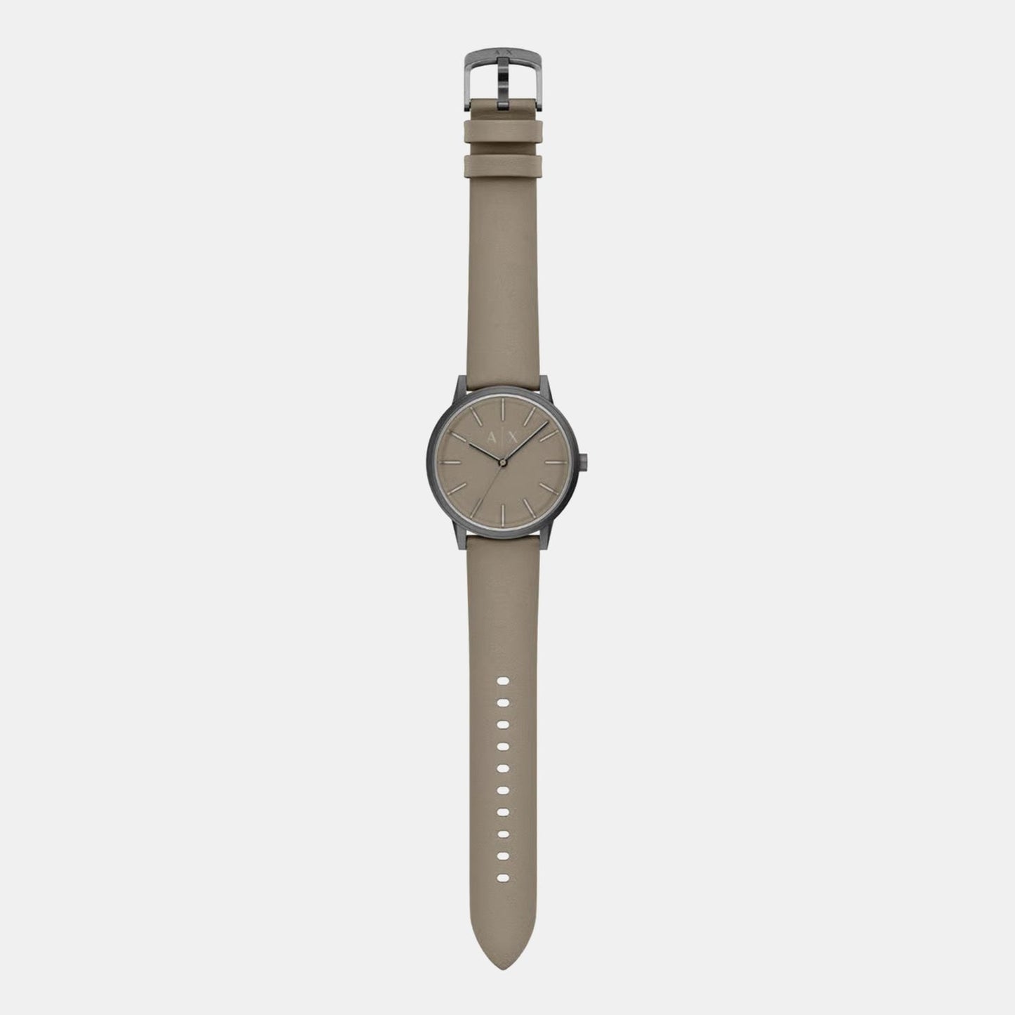 Men Quartz Grey Dial Analog Leather Watch AX2766