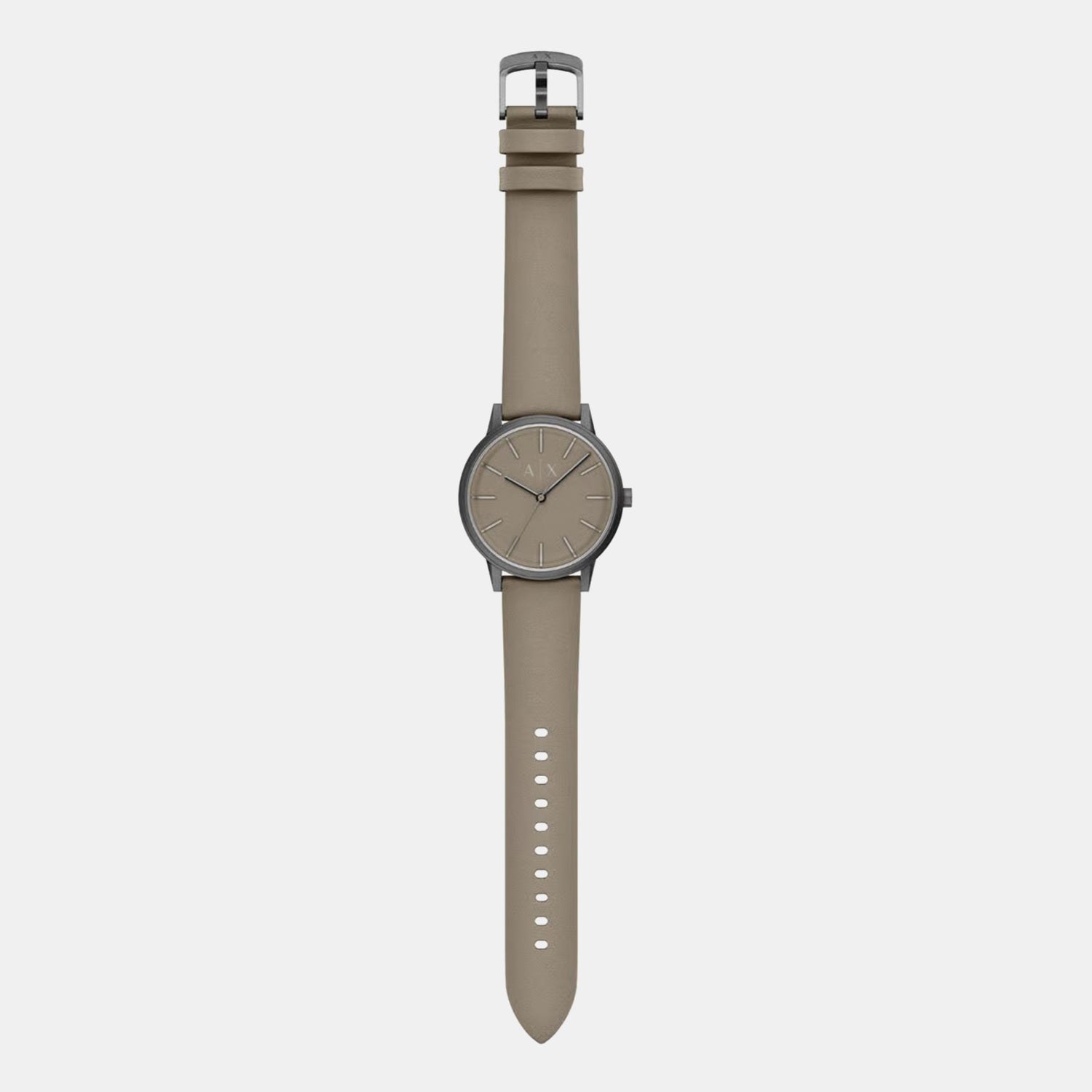 Men Quartz Grey Dial Analog Leather Watch AX2766
