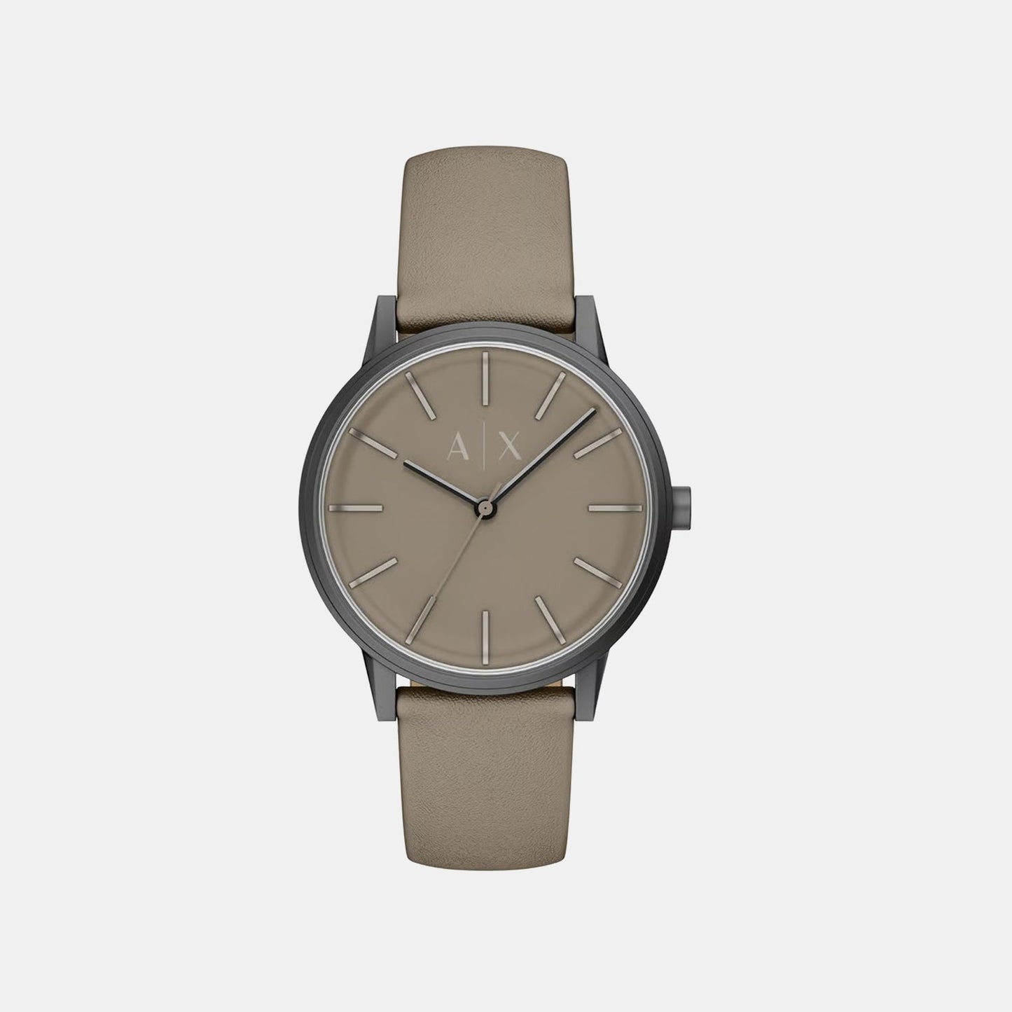 Men Quartz Grey Dial Analog Leather Watch AX2766