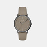 Men Quartz Grey Dial Analog Leather Watch AX2766