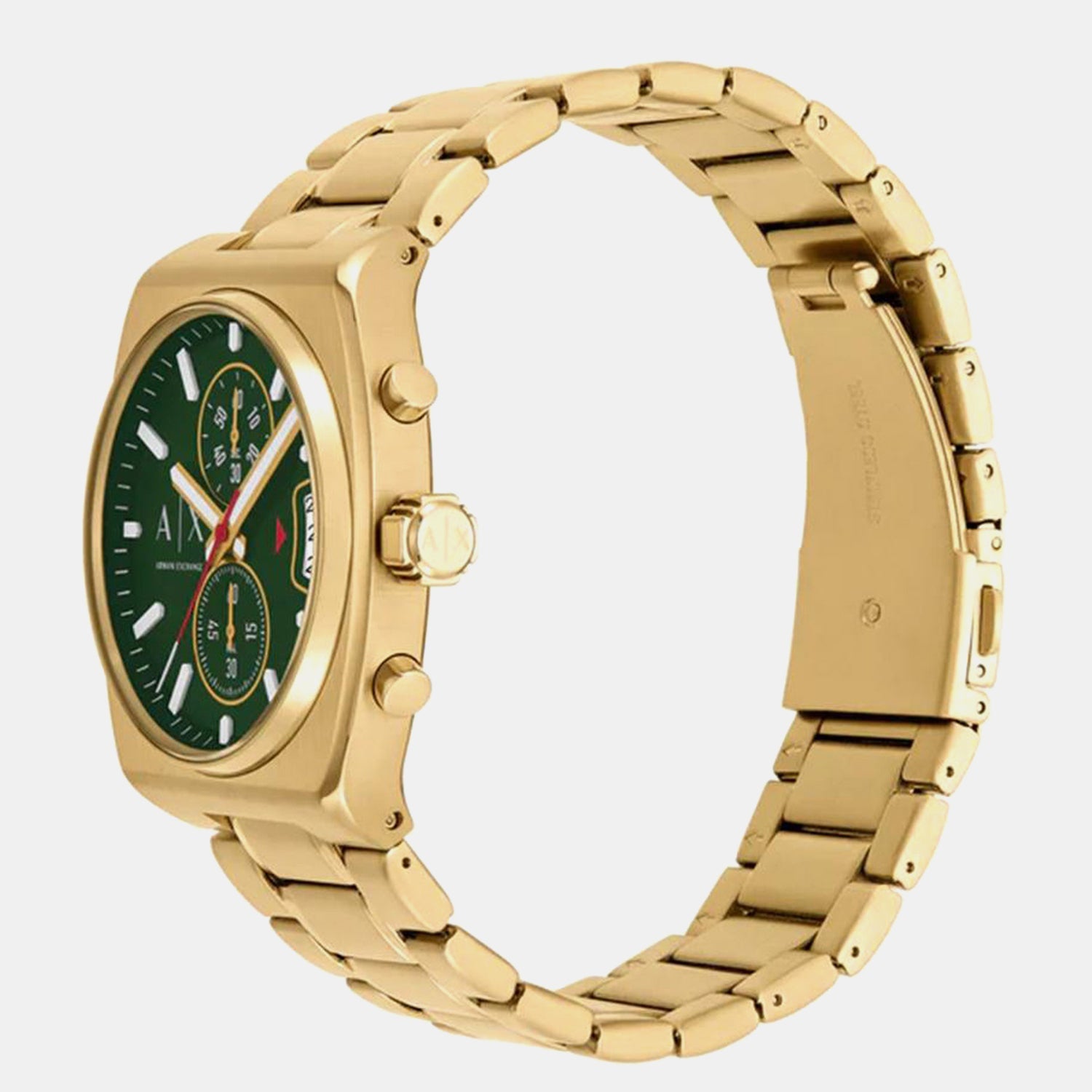Men Quartz Green Dial Analog Stainless Steel Watch AX2822