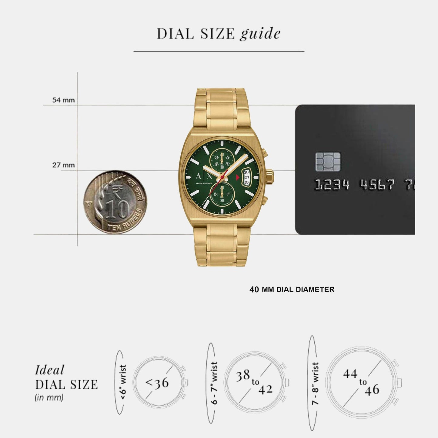 Men Quartz Green Dial Analog Stainless Steel Watch AX2822