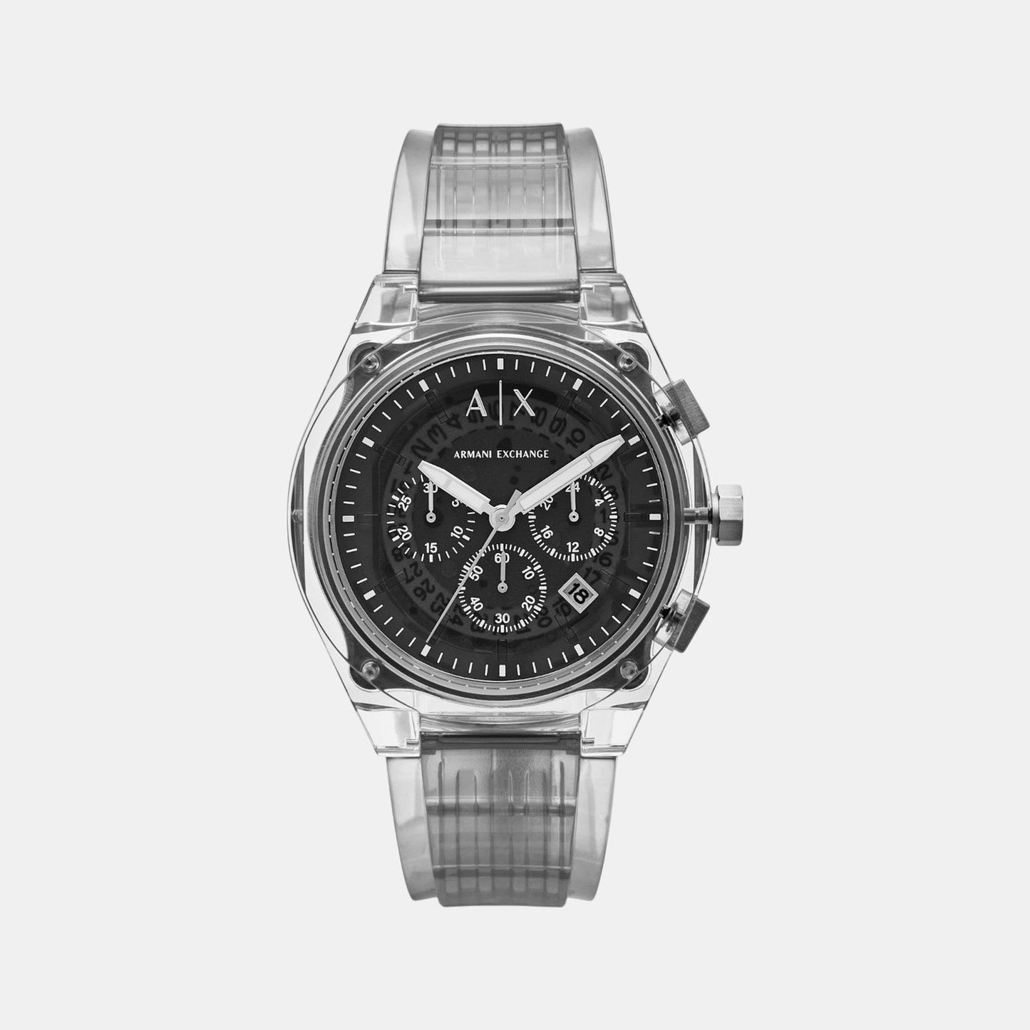 Men Quartz Grey Dial Chronograph Stainless Steel Watch AX4167