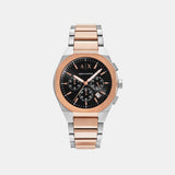 Na Men Quartz Black Dial Chronograph Stainless Steel Watch AX4181