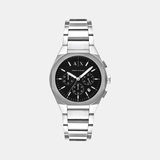 Sync Men Quartz Black Dial Chronograph Stainless Steel Watch AX4186