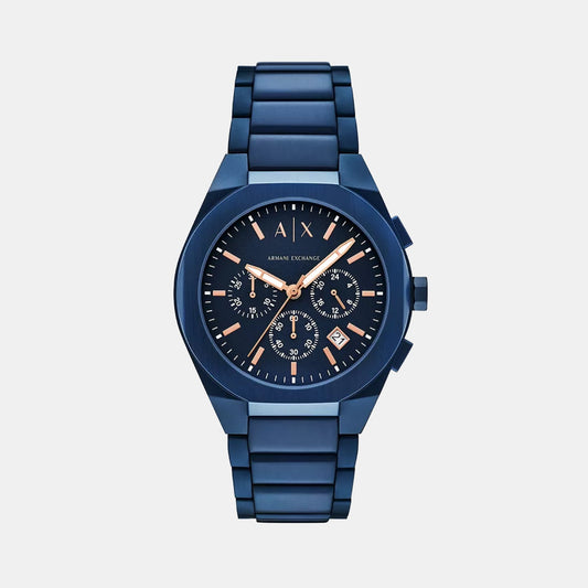 Men Quartz Blue Dial Chronograph Stainless Steel Watch AX4189