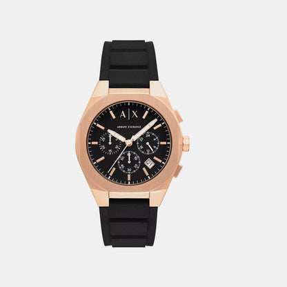 Sync Men Quartz Black Dial Analog Silicone Watch AX4190