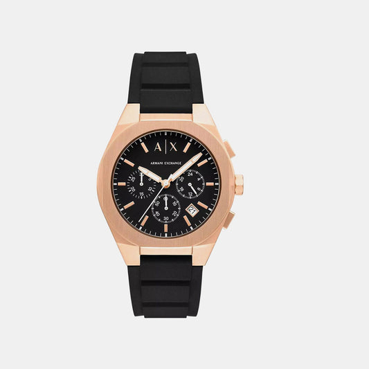 Sync Men Quartz Black Dial Analog Silicone Watch AX4190