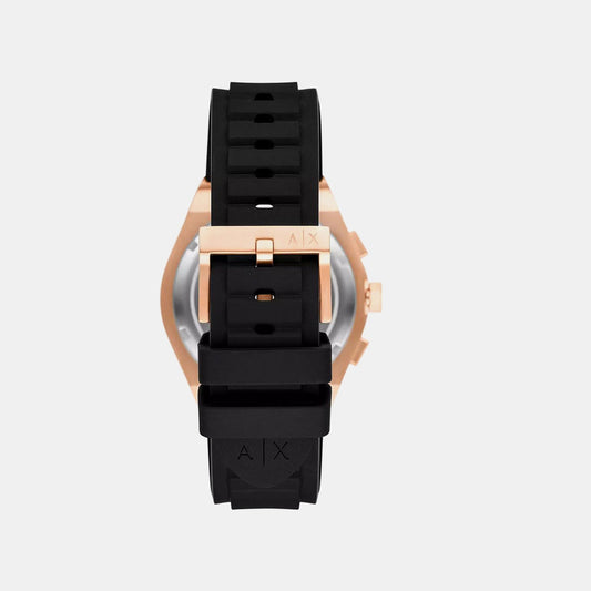 Sync Men Quartz Black Dial Analog Silicone Watch AX4190
