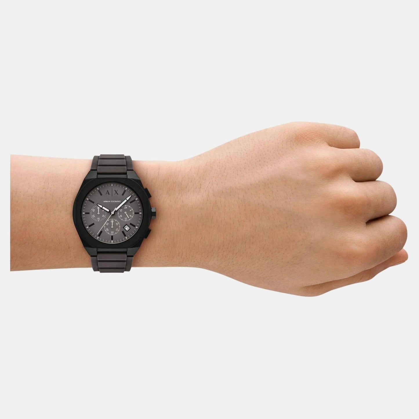 Sync Men Quartz Grey Dial Chronograph Silicone Watch AX4191