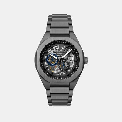 Men Automatic Grey Dial Analog Stainless Steel Watch AX4195