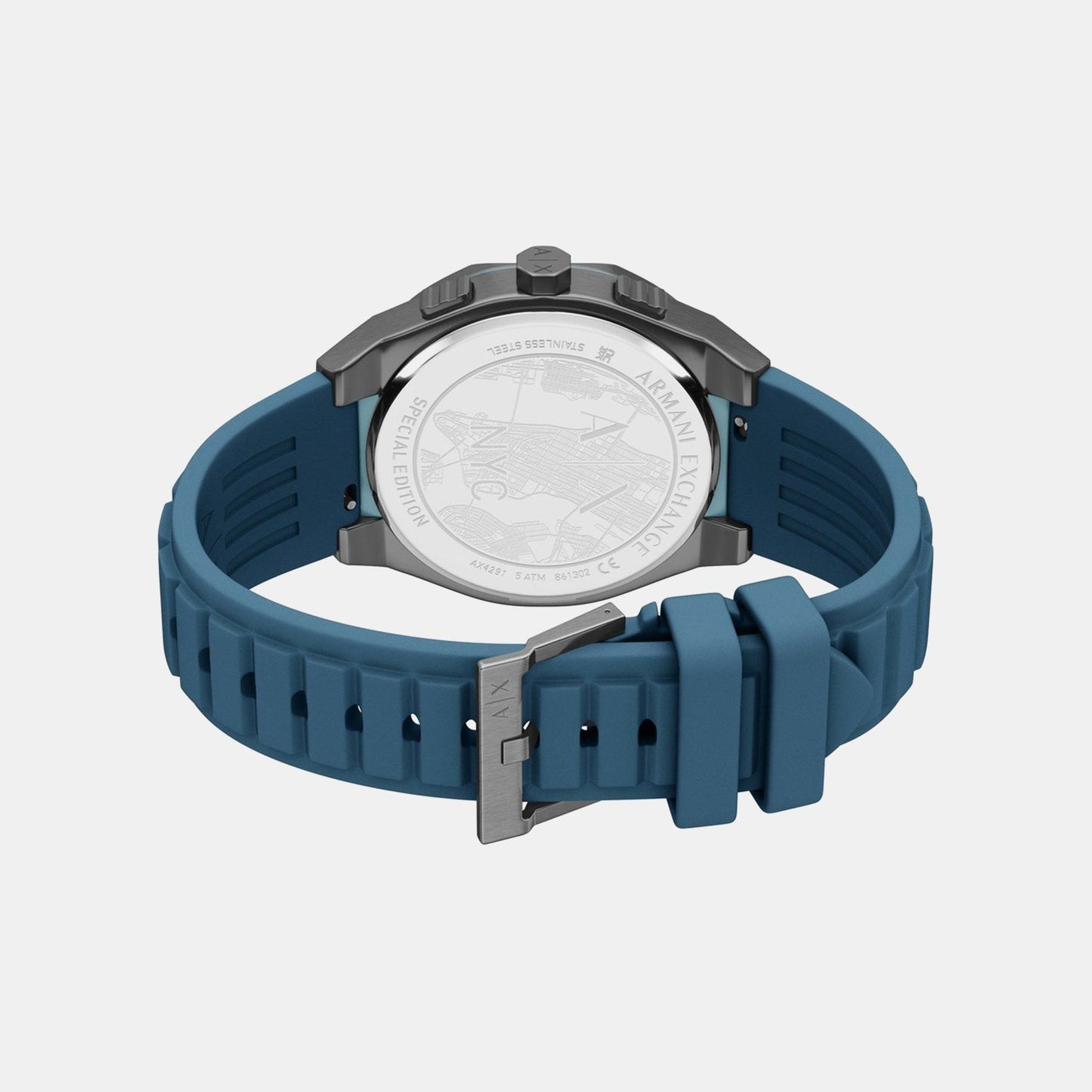 Sync Men Quartz Blue Dial Chronograph Silicone Watch AX4291