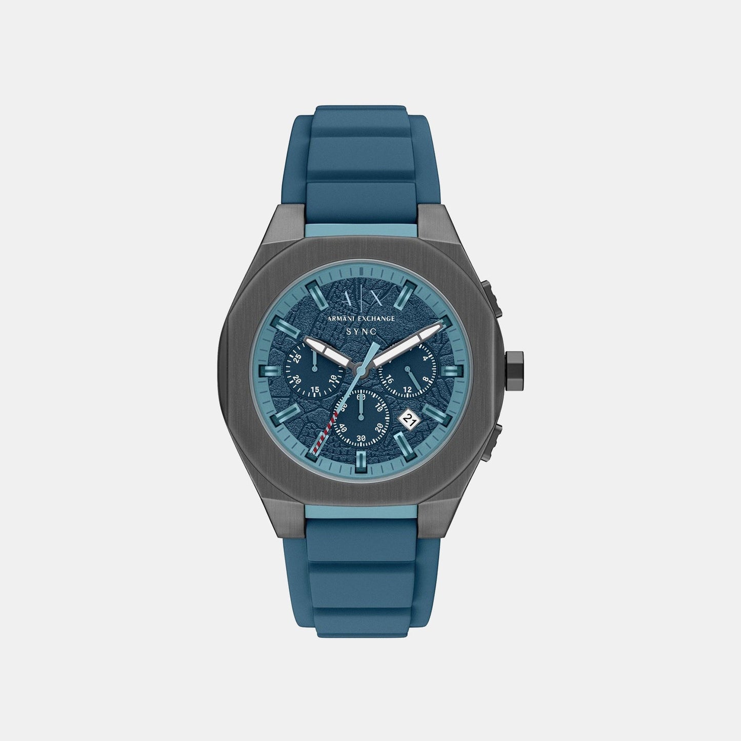 Sync Men Quartz Blue Dial Chronograph Silicone Watch AX4291