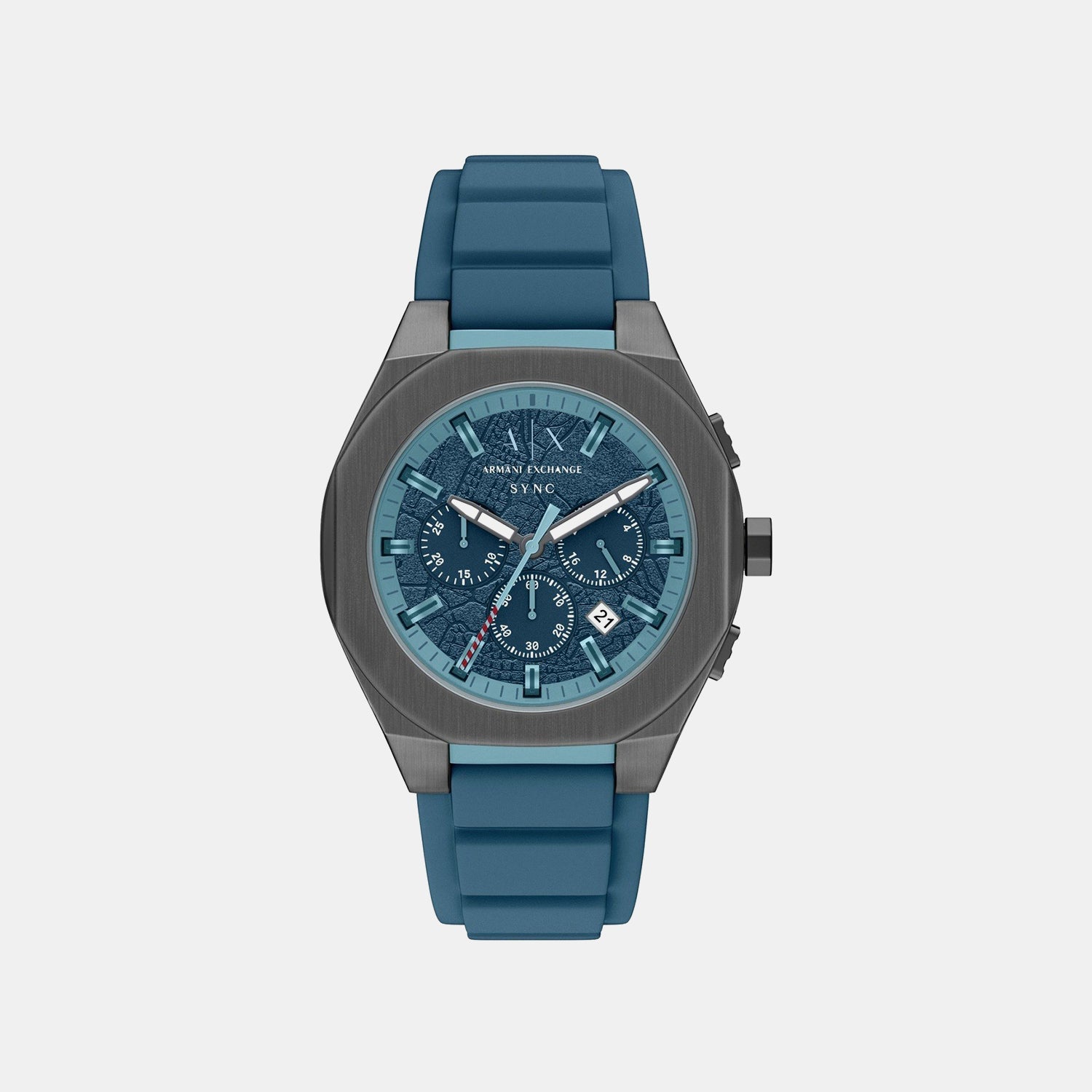 Sync Men Quartz Blue Dial Chronograph Silicone Watch AX4291