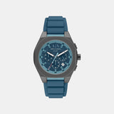 Sync Men Quartz Blue Dial Chronograph Silicone Watch AX4291