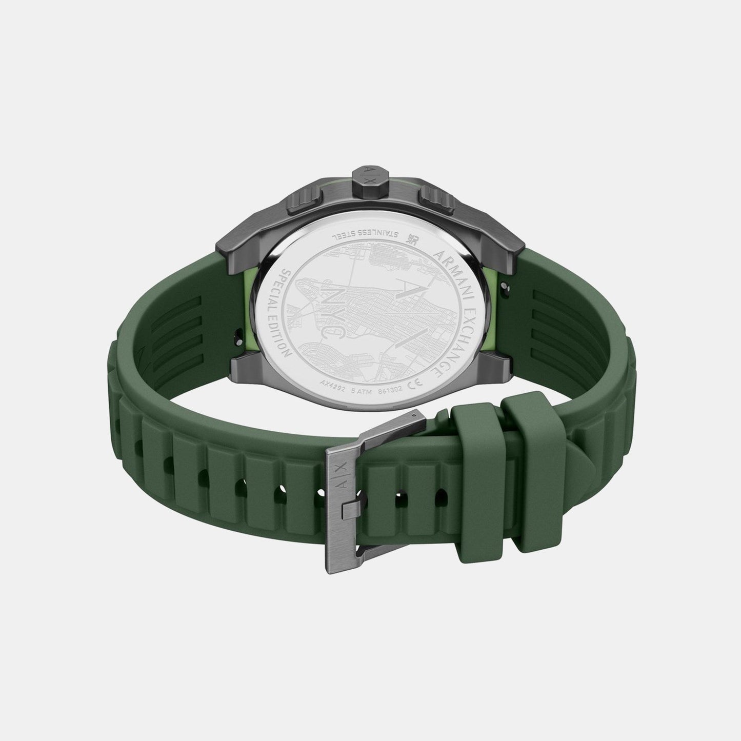 Sync Men Quartz Green Dial Chronograph Silicone Watch AX4292