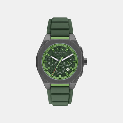 Sync Men Quartz Green Dial Chronograph Silicone Watch AX4292